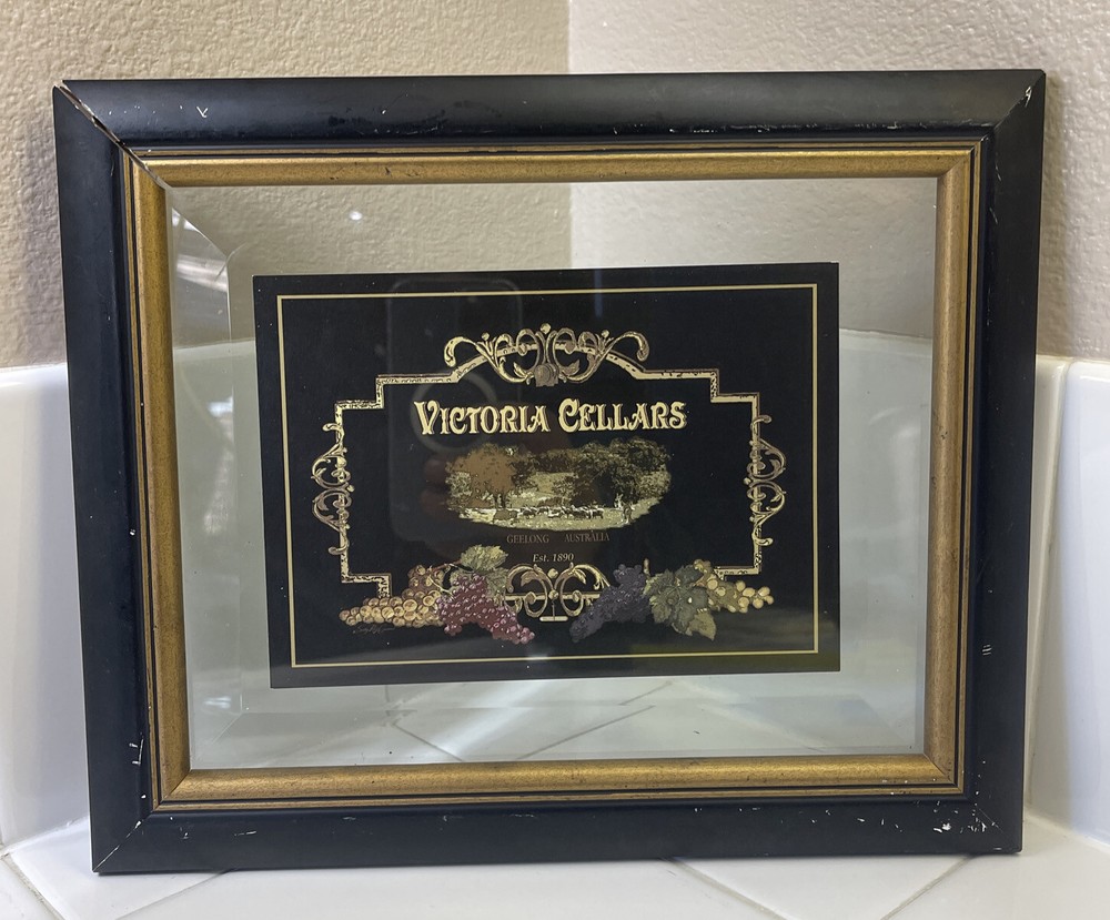 Wine Vineyard Framed Victoria Cellars Print Ornate Framed Glass Backing 7” x 5”