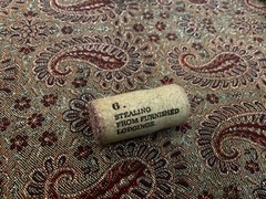 19 Crimes Collectible Wine Cork #6 Stealing From Furnished Lodgings Cork 6