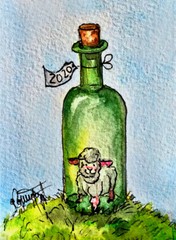 « Vintage 2020 » Sheep Incognito Art Print Quarantine Paper Wine Bottle 8×10 Mat