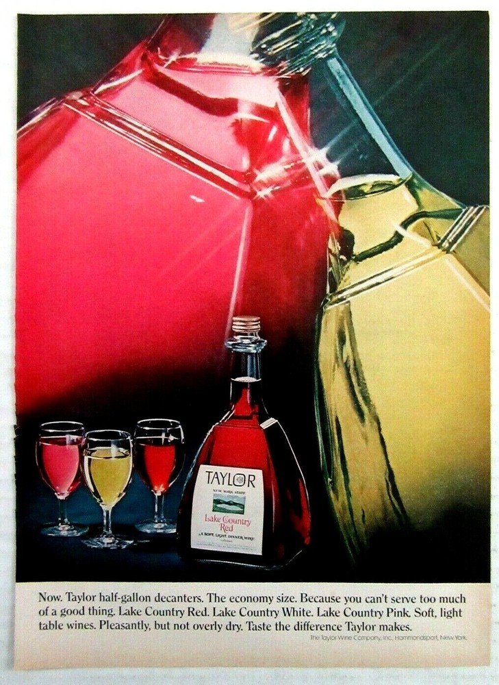 1972 TAYLOR WINE COMPANY Lake Country Red Wine Magazine Ad