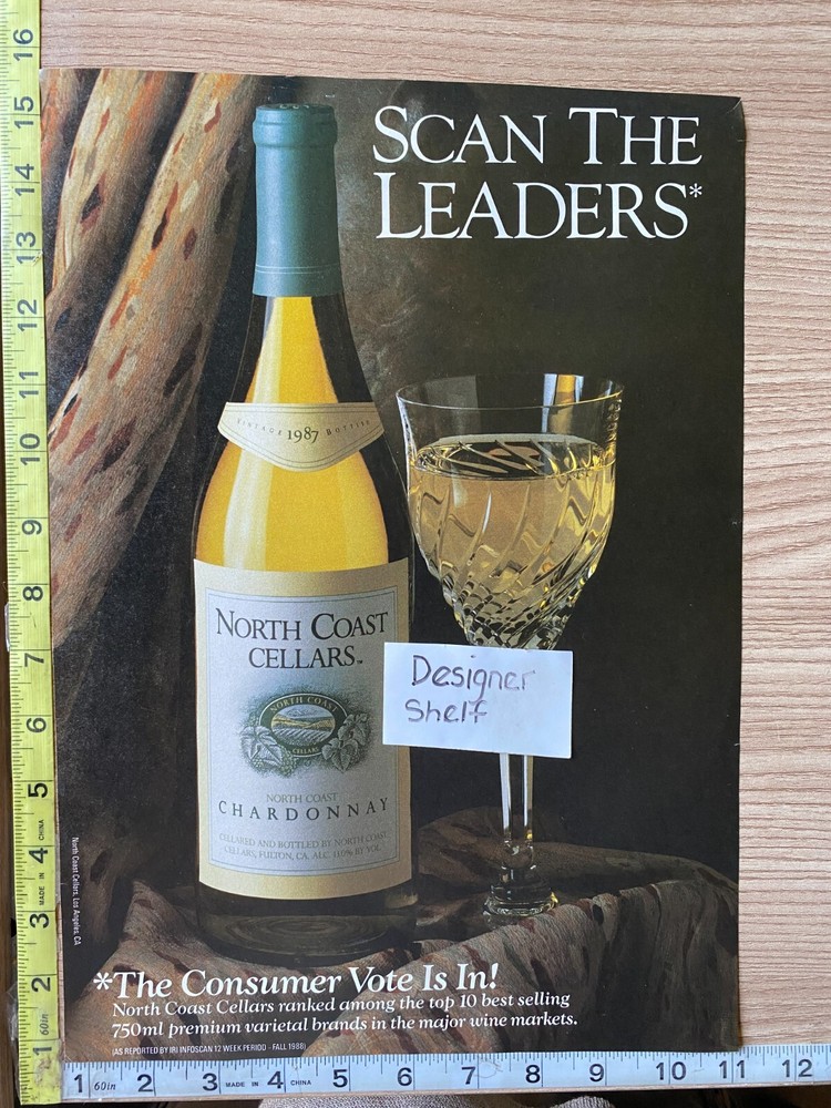 North Coast Cellars 1987 Chardonnay Wines Print Advertisement