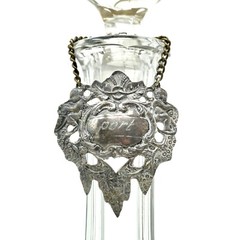 Port Wine Label Silver Diecast Bottle Ticket Decanter Label Chain Grape Cherubs