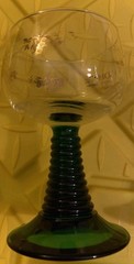 2 Schmitt Sohne W. GERMAN Green Ribbed Stem Wine Glasses 4 oz No Issues 4.5×3”