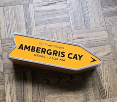 VEUVE Clicquot Champagne Ambergris Cay Arrow Tin LIMITED EDITION Box Orange
