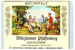 1970&rsquo;s-80&rsquo;s Rheinpfalz Morheimer Pfaffenberg German Wine Label Original S29E