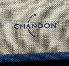 Domaine Chandon Sparkling Wine Tan & Navy Jute Tote Shopping Bag – Brand New