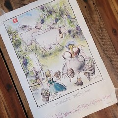 Clos Du Val Wine Co Poster « Switzerland Bottling Time » 1983 Ronald Searle Napa