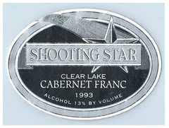 Vintage Shooting Star Clear Lake Cabernet Franc California. Wine Label S74E