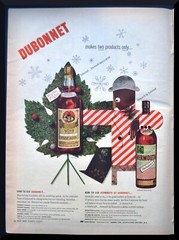 1943 Dubonnet Wine Vermouth Vtg PRINT AD image of bottle holiday motif Christmas