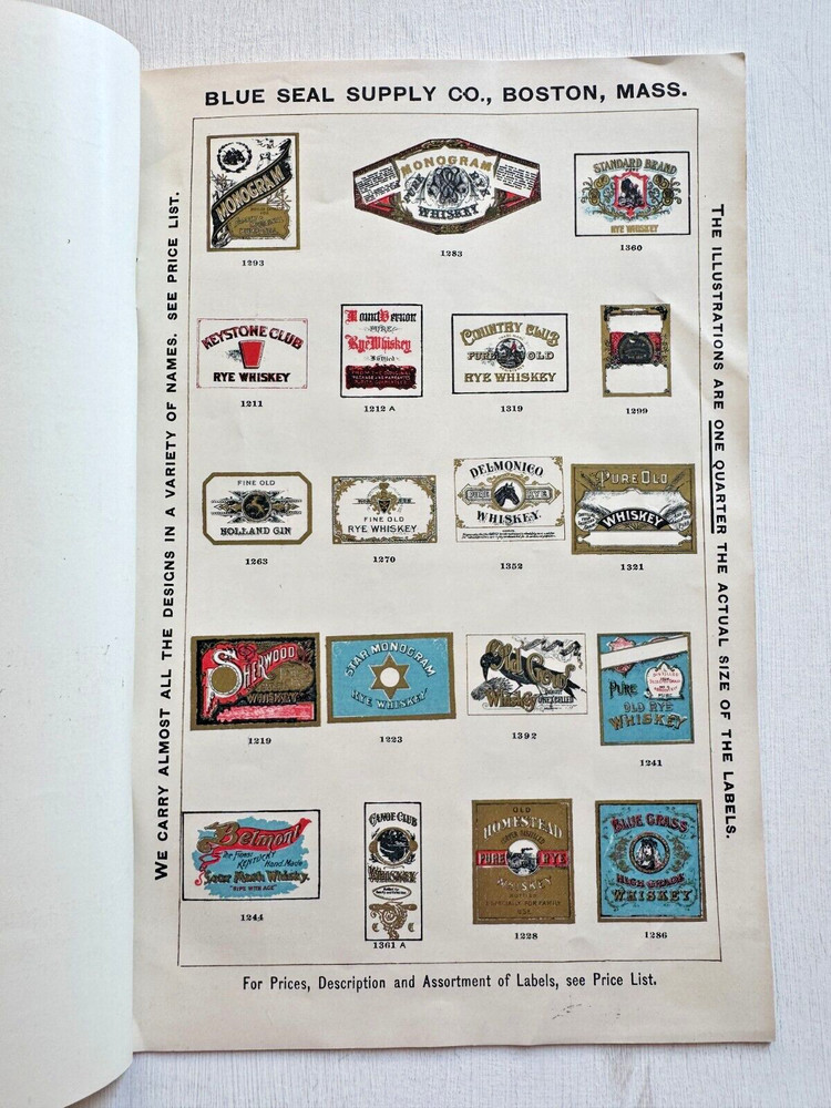 1920&rsquo;s Illustrated Catalog of WIne and Liquor Labels by Blue Seal Supply Co
