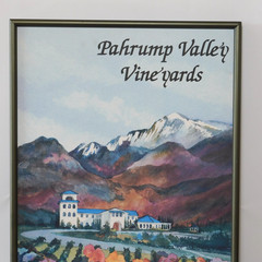 Vtg Pahrump Valley Vineyards Winery Wine Framed Poster Print Norm Brown 24×18
