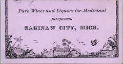 Saginaw City, Michigan Pure Wines & Liquors Medicinal Purposes Tradecard Turtle