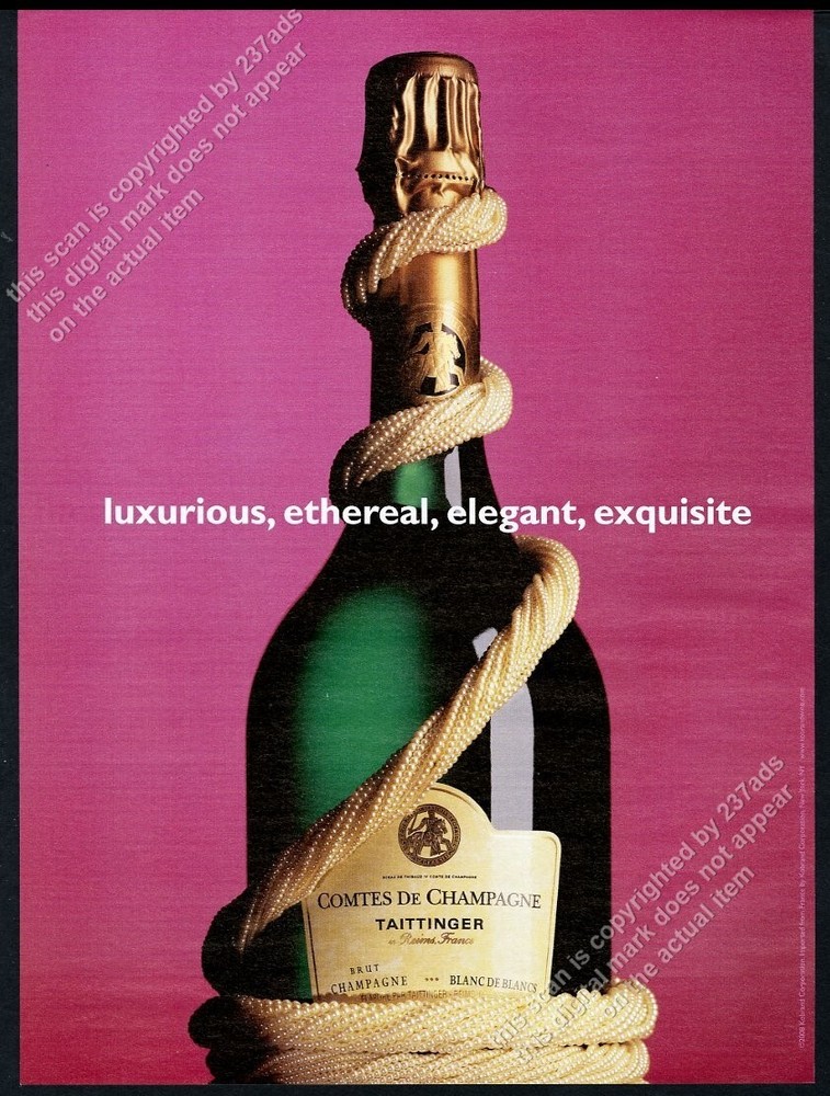 2008 Taittinger Comtes de Champagne bottle photo vintage print ad