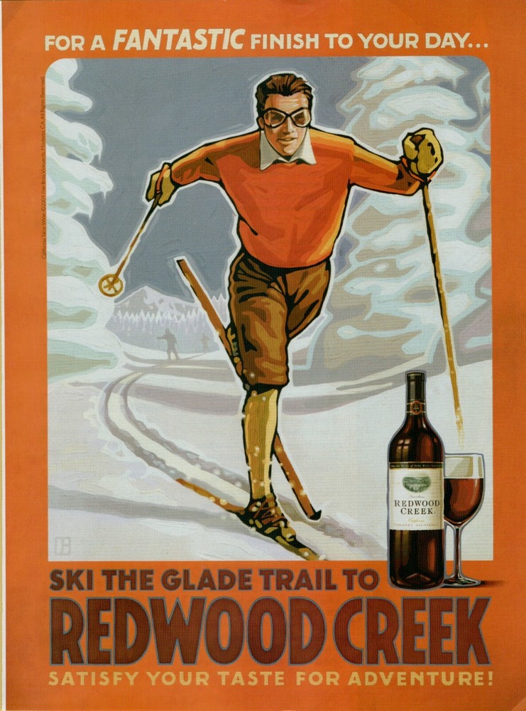 2004 Redwood Creek Wine Cross Country Skiing Ski Glade Trail Vintage Print Ad