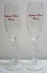 Wyldewood Cellar Winery Elderberry Wine 2000 Y2K Stemmed Fluted Wine Glasses KS