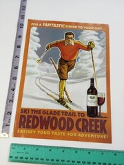 1-page Clipping cross country skier retro drawing Redwood Creek Wine Print Ad