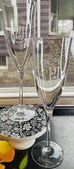 Perrier Jouet White PJ Champagne Flute France Rare Barware Signed Set Of 2