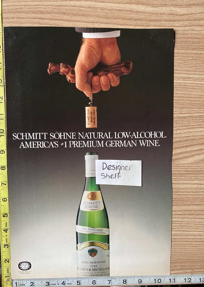 Schmitt Sohne White Wines Large Vintage Print Advertisement