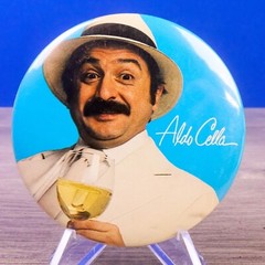 Aldo Cella Pinback Button Promo Vintage Wine advertising 3&Prime;