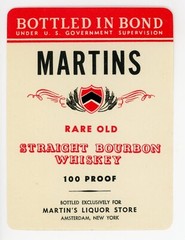 Martin&rsquo;s Straight Bourbon Whiskey Label Martin&rsquo;s Liquor Store Amsterdam New York