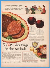 1944 Wine Advisory Board San Francisco CA Meat Loaf Recipe WWII War Food ad