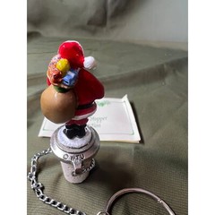 Wine Things Unlimited Pewter Painted Santa 1991 Bottle Stopper Cork Chain