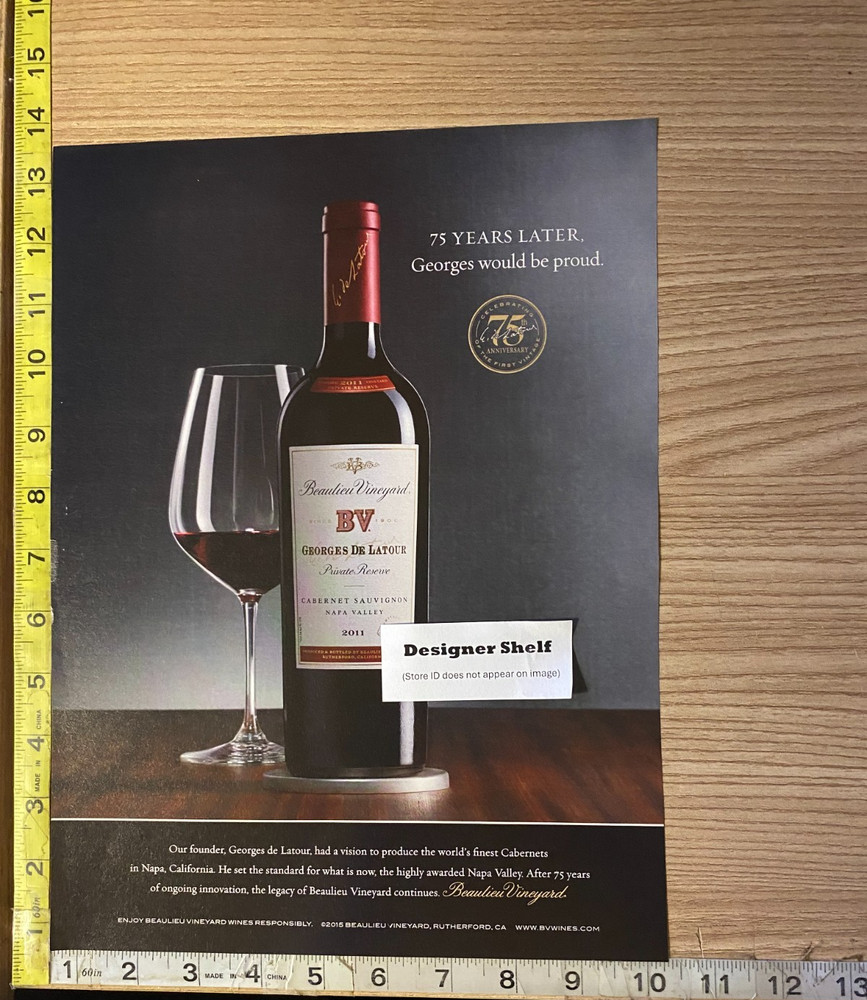 Beaulieu Vineyard Georges De Latour Cabernet Wine 2015 Paper Print Advertisement