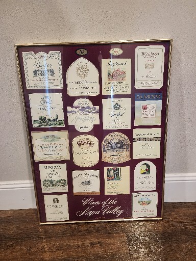 VINTAGE Wines of the Napa Valley Wine Label Series One Collector Framed Poster