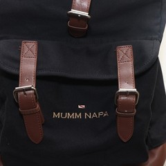 Mumm Napa Winery Backpack Black Canvas Synthetic Leather Bottom Trim Wine