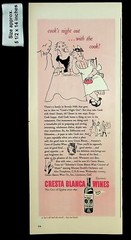 1944 Cresta Blanca Wines Cook&rsquo;s Night Out Bottle Ripe Vintage Print Ad 39103