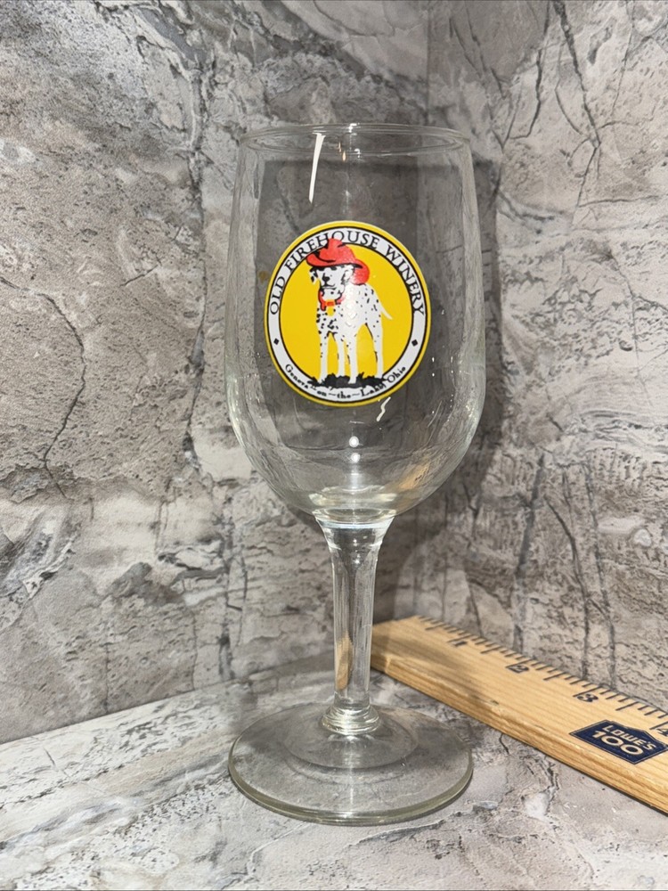 Wine Glass Old Firehouse Winery Geneva On the Lake Ohio Dalmatian Fire Dog
