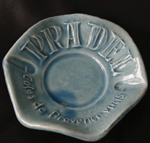 PRADEL Cotes De Provence Wine Ceramic Ashtray France Blue