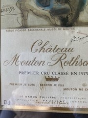 Picasso Framed Château Mouton Rothschild Original Label 1973 Highly Collectible