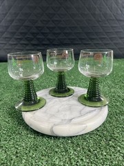 Set Of (3) Weinkellerei Honingshofe e.G Pfedelbach Beehive Glasses Emerald Green