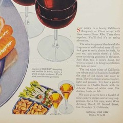 1945 California Red Wine Burgundy Claret Dinner Food photo art decor print ad