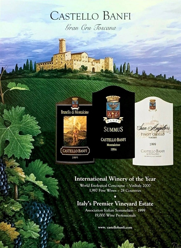 2000 CASTELLO BANFI International Winery of the Year Tuscany Italy PRINT AD