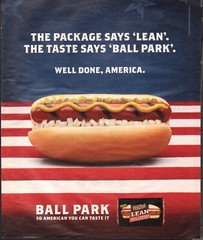 2013 Print ad Ball Park hot dogs Bun Mustard Red White Strips 01/16/25