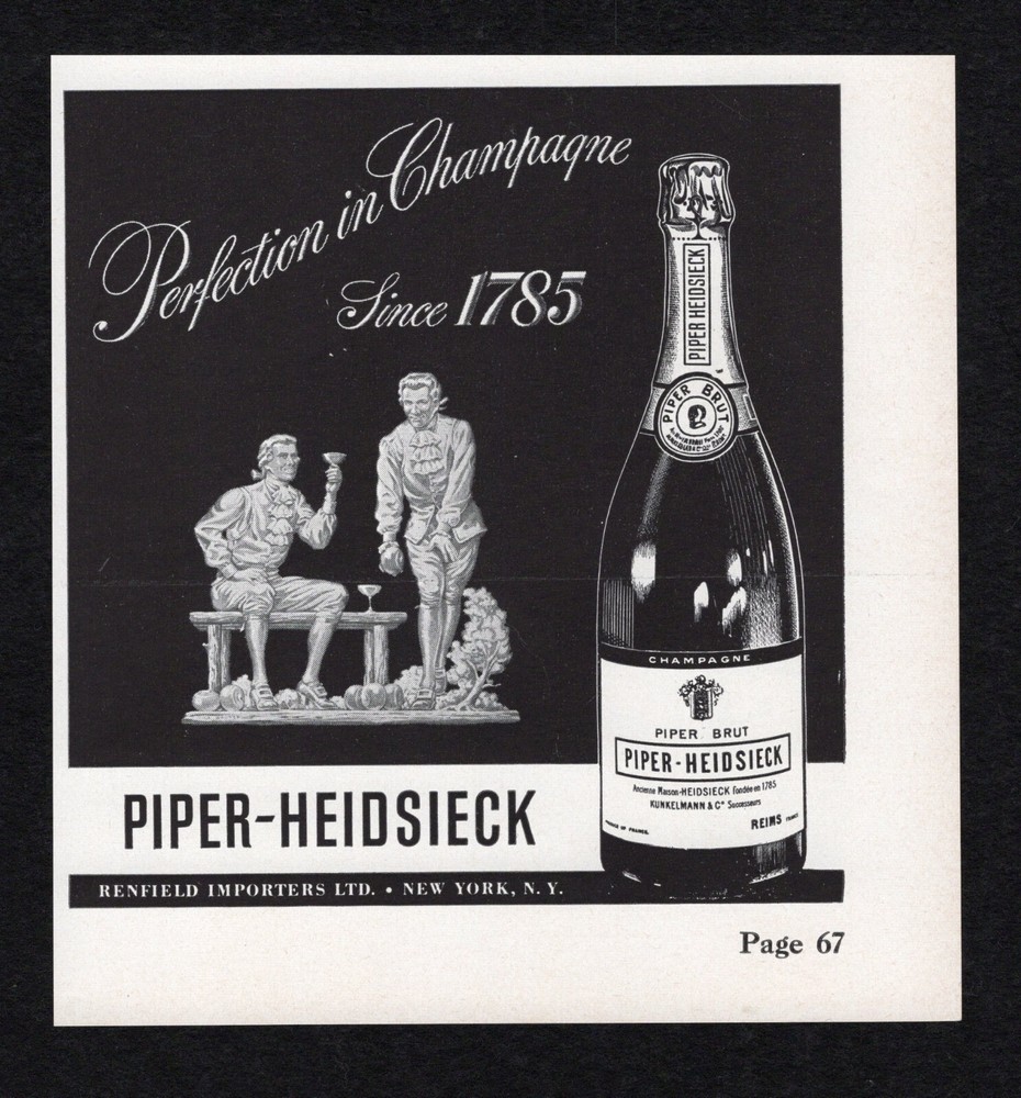 1948 Piper Heidsieck Perfection Champagne Since 1785 Renfield Importers Print Ad