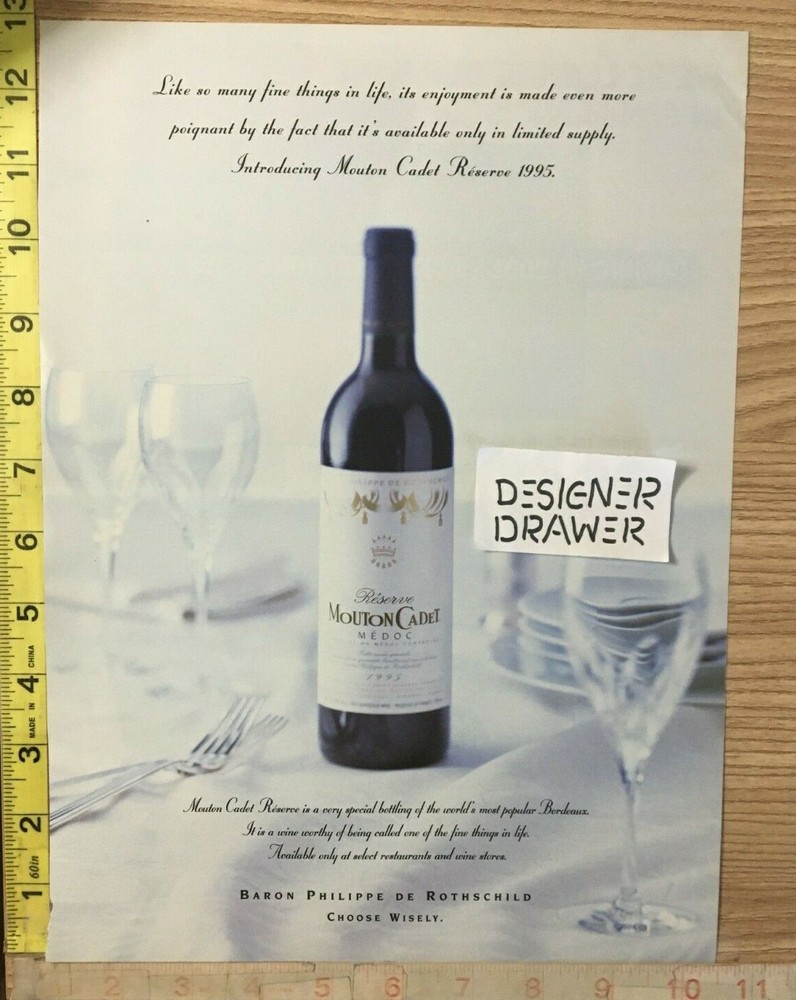 Mouton Cadet Medoc 1995 Vintage Wine Print Ad Advertisement