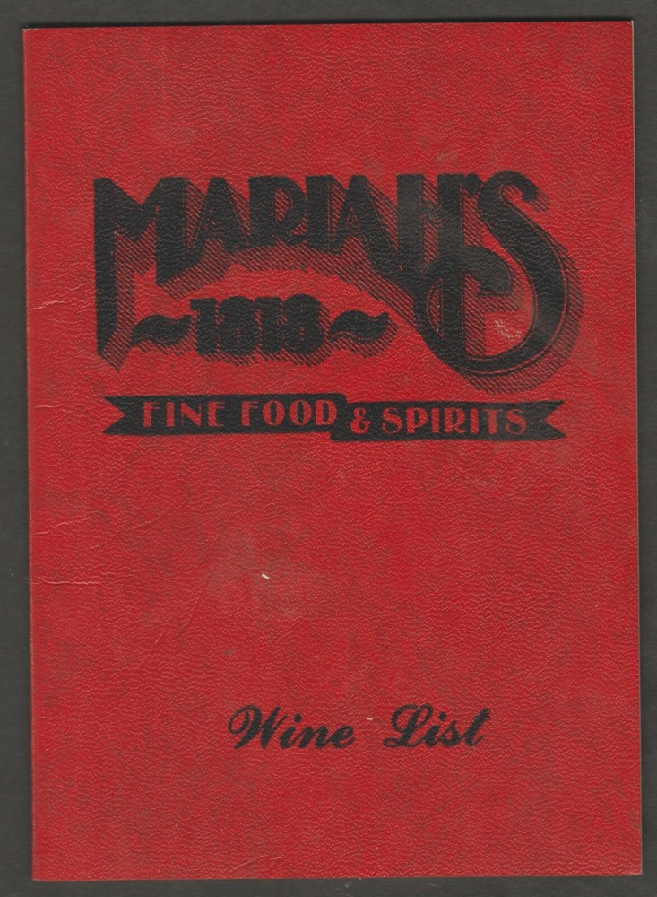 MARIAH&rsquo;S 1818 FINE FOODS & SPIRITS WINE LIST & TABLETOP SIGN BOWLING GREEN, KY