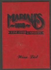 MARIAH&rsquo;S 1818 FINE FOODS & SPIRITS WINE LIST & TABLETOP SIGN BOWLING GREEN, KY