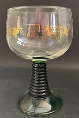 2 Schmitt Sohne W. GERMAN Green Ribbed Stem Wine Glasses 4 oz