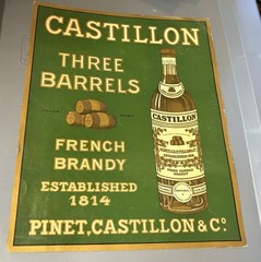 1920s Pinet Castillon Three Barrels French Brandy Advertising Poster – France
