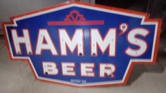 Hamm Beer Pure Porcelain Enamel Heavy Metal Sign 36 Inches Single Side