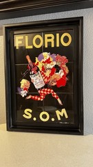 Florio Marsala Wine Framed Collectible Sign Black Gold Red Yellow Purple White