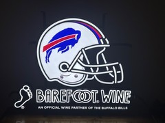 BAREFOOT WINE BUFFALO BILLS NFL LED BAR SIGN MAN CAVE GARAGE DECOR FOOTBALL SIGN
