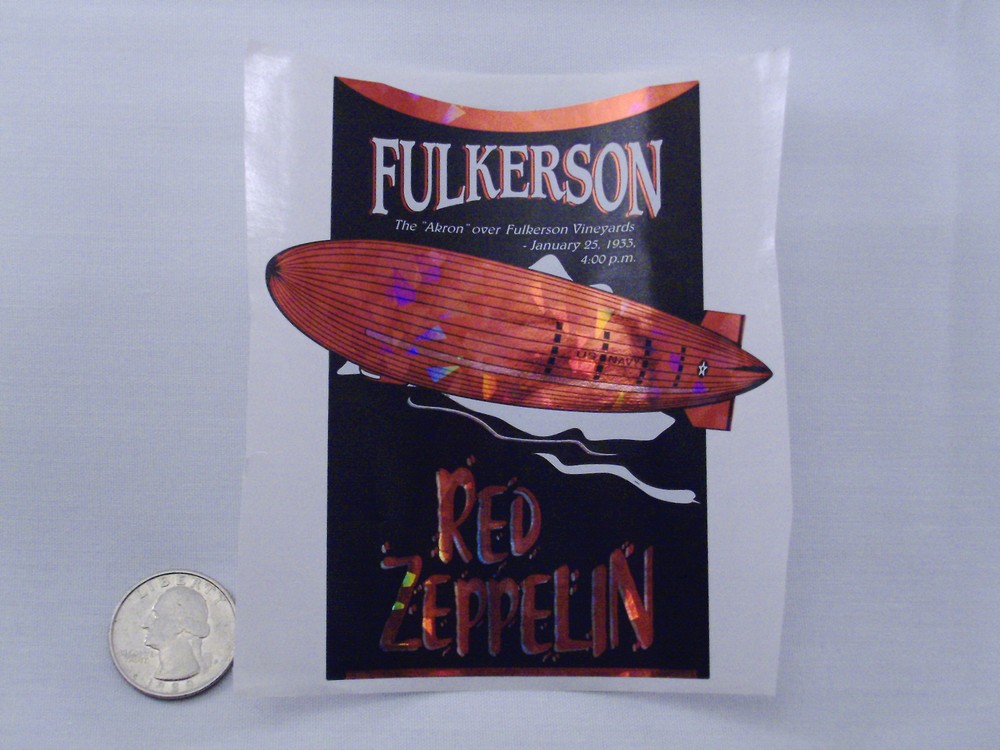 Wine Bottle Lables Red Zeppelin Fulkerson Finger Lakes NY #553