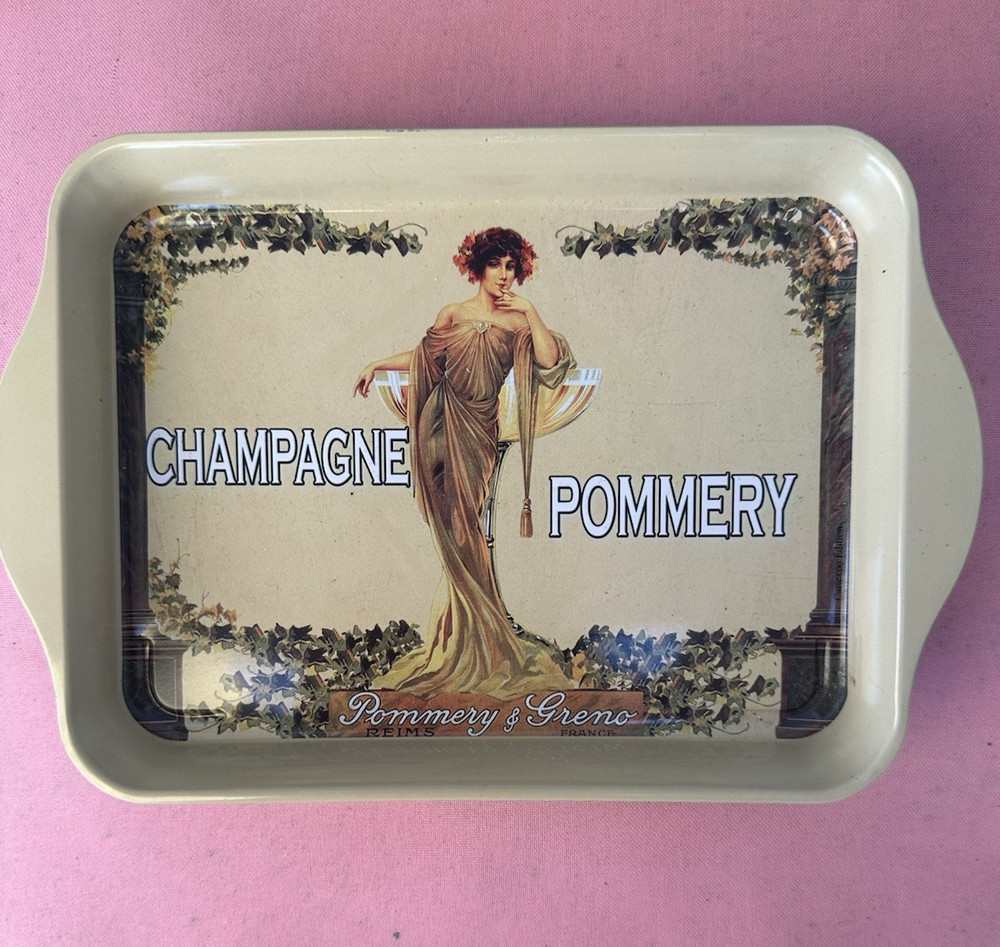 Champagne Pommery Metal Tray – Cartexpo France Retro Art 8.25×5.5 in