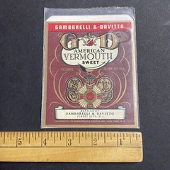 Vintage 1930s Gambarelli & Davitto Vermouth UNUSED Paper Label Jersey City Q1977