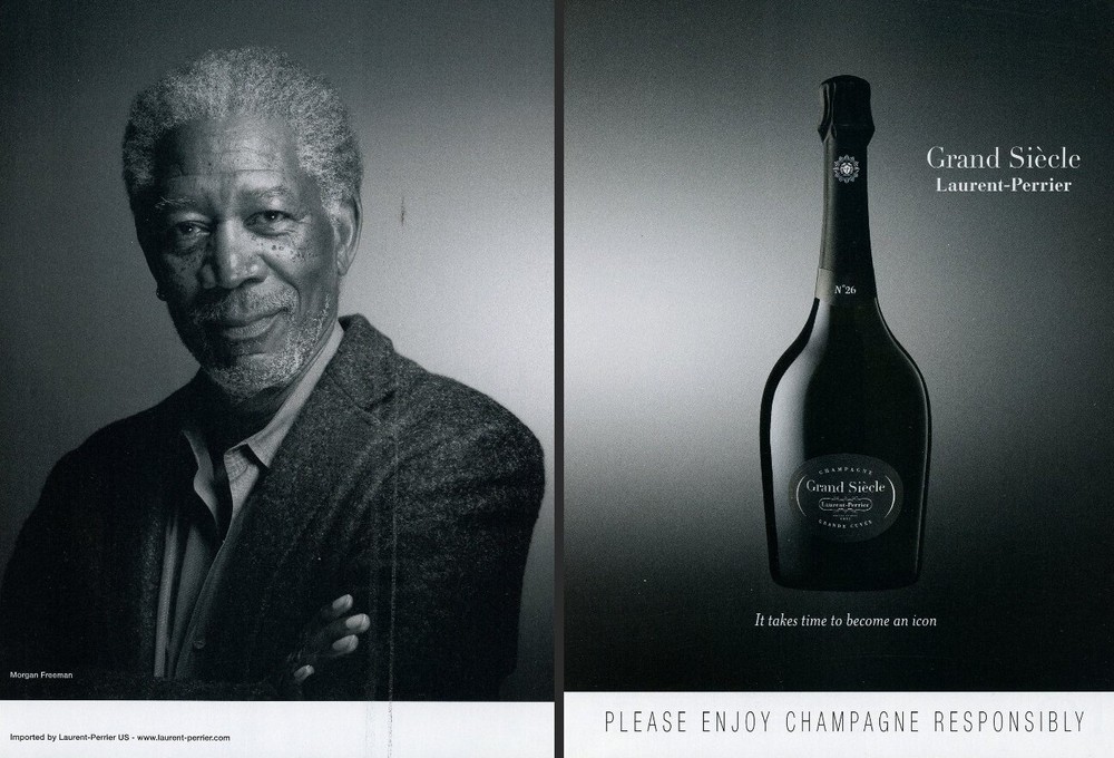 LAURENT-PERRIER CHAMPAGNE AD #7 RARE 2024 MORGAN FREEMAN 2 PGS SEE PIC FOR FLAWS